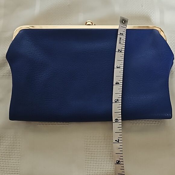 Ampere Creations Vegan Leather Clutch Purse Royal Blue & Gold - Picture 12 of 16